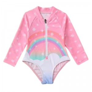 Girls’s printing design One piece long-sleeve swimsuit Sport Bikini Swimwear