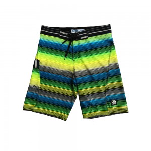 Men’s Stripes printing Board Shorts Bathing Board Trunks Beach Shorts With rubber patch & side pockets