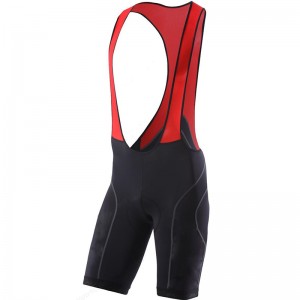 Culotte con tirantes de ciclismo para hombre – Negro/Rojo