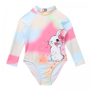 Girls One piece long-sleeve swimsuit cute swimsuit