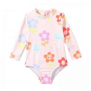 Girls One piece long-sleeve swimsuit cute swimsuit