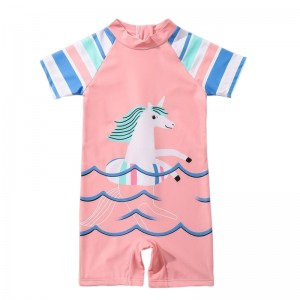 Girls’ printing design Short-sleeve Swimsuit Kids swim wear