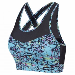 Women Yoga Sports Bra Sublimation Print With Mesh Panels